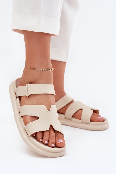 Moteriškos guminės šlepetės su dirželiu smėlio spalvos „Tavirae“