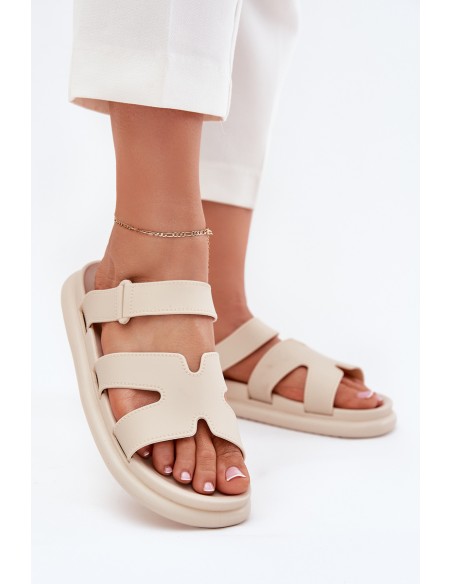 Women's Rubber Slippers With Strap Beige Tavirae