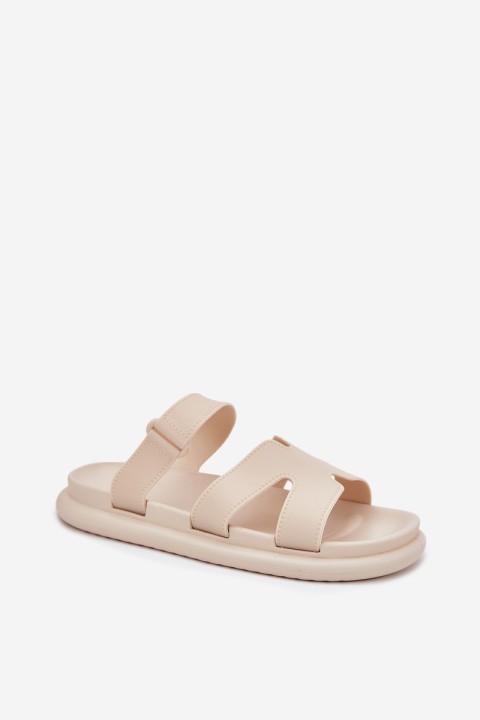 Moteriškos guminės šlepetės su dirželiu smėlio spalvos „Tavirae“