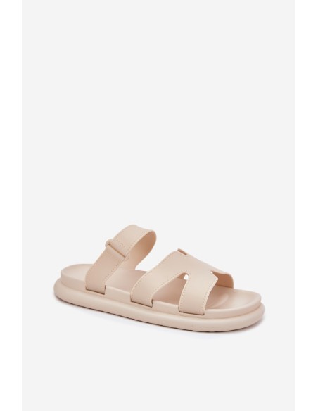 Women's Rubber Slippers With Strap Beige Tavirae