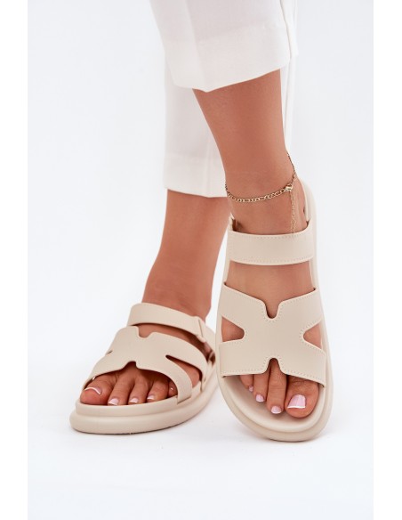 Women's Rubber Slippers With Strap Beige Tavirae