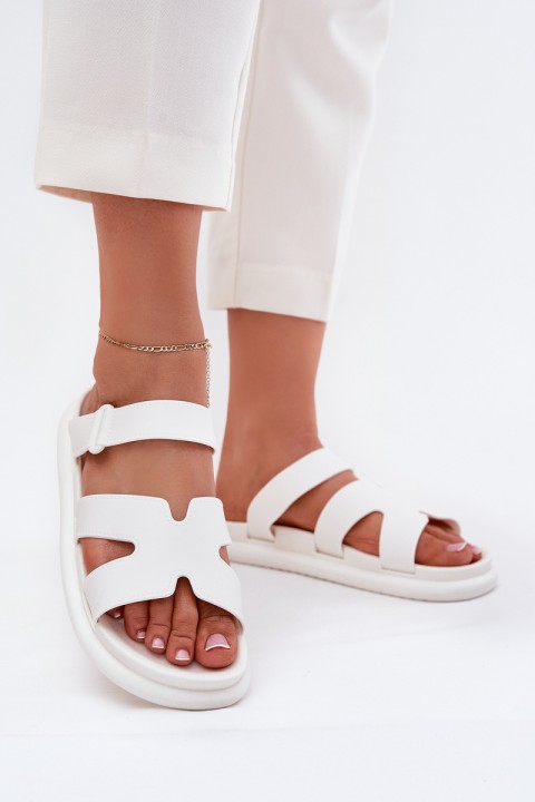 Rubber Women's Slippers With Strap White Tavirae