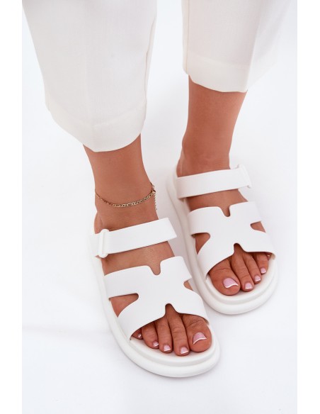 Rubber Women's Slippers With Strap White Tavirae