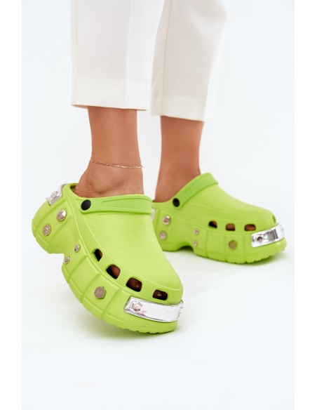 Women's sandals on a massive platform lime green Korina