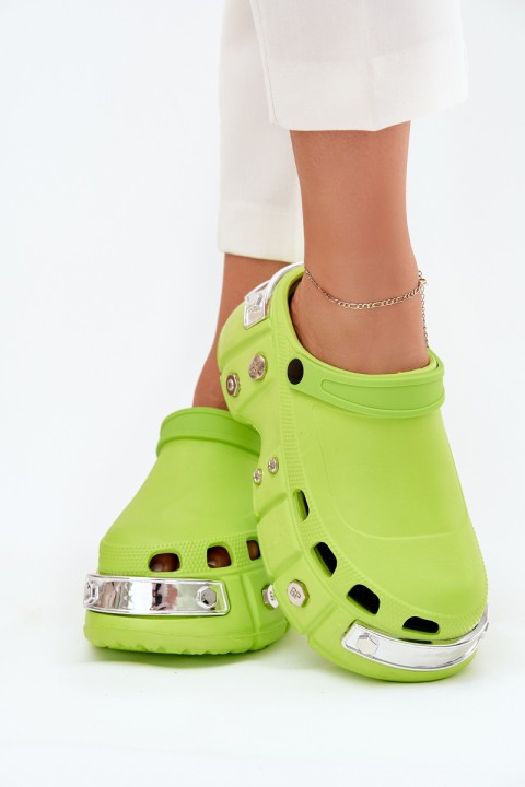 Women's sandals on a massive platform lime green Korina