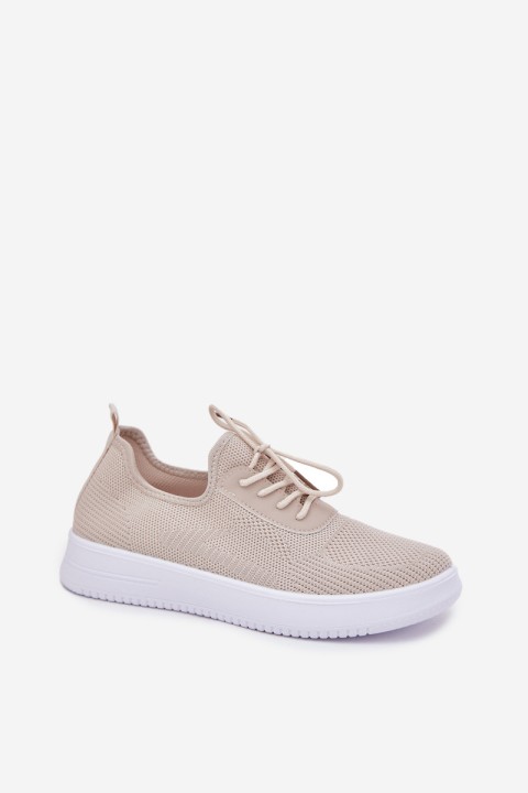 Fabric Slip On Sports Shoes On Platform Ladies Beige Kalyra