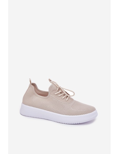 Fabric Slip On Sports Shoes On Platform Ladies Beige Kalyra