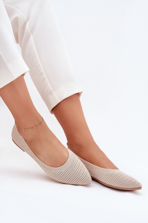 Moteriškos tinklinio audinio baleto bateliai smėlio spalvos „Sarina“