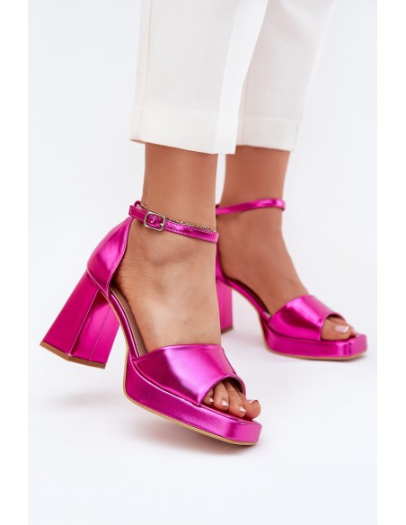 Lacquered Women's Sandals On Heels Fuchsia Marila