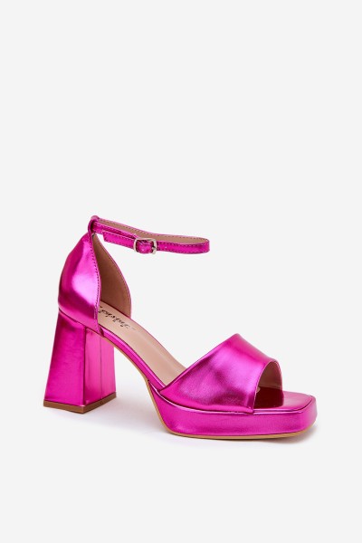 Lacquered Women's Sandals On Heels Fuchsia Marila 2