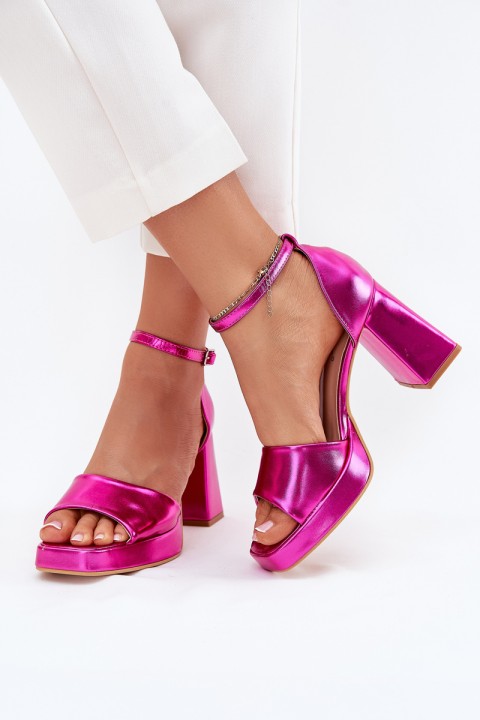 Lacquered Women's Sandals On Heels Fuchsia Marila