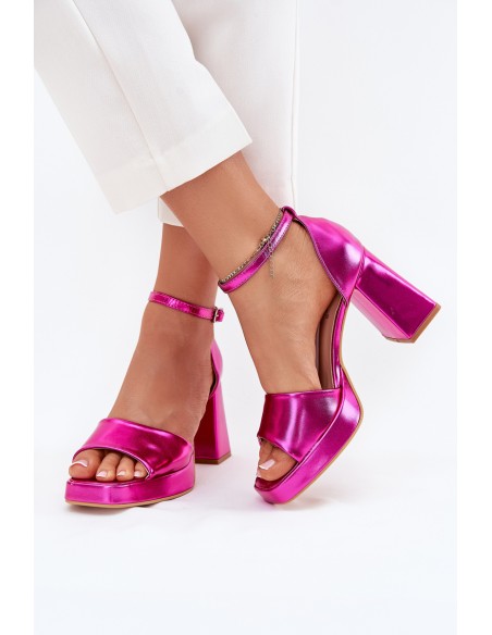 Lacquered Women's Sandals On Heels Fuchsia Marila