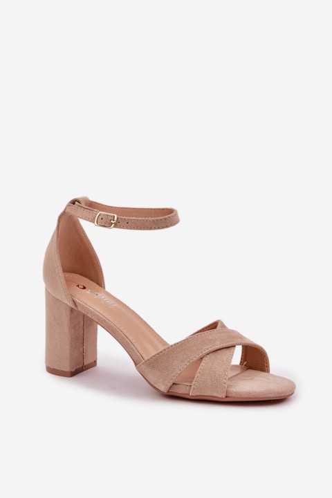 Block Heel Sandals Made Of Eco Suede Beige Saniffia