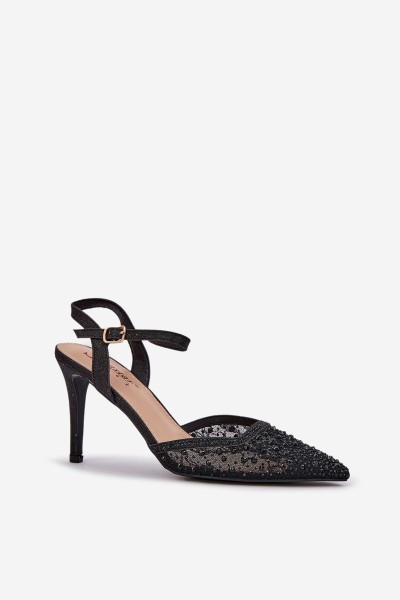 Embellished Heels With Open Back Black Nanadra 2