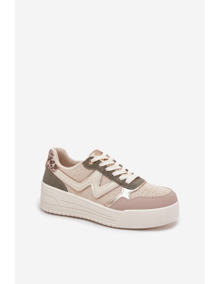 Women's Platform Sneakers Leopard Beige Kelsia