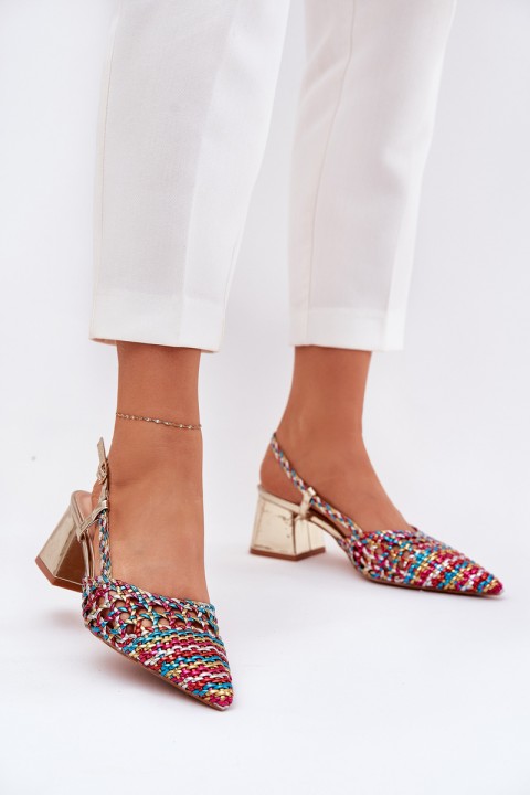 Heeled Sandals With Braiding And Pointed Toes Multicolor Resterri
