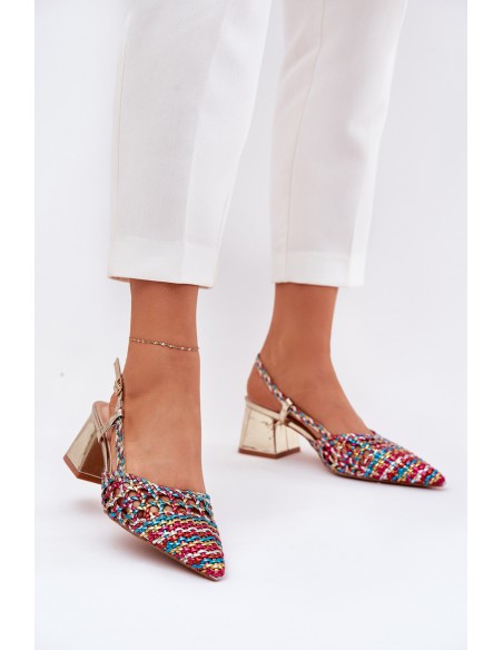 Heeled Sandals With Braiding And Pointed Toes Multicolor Resterri