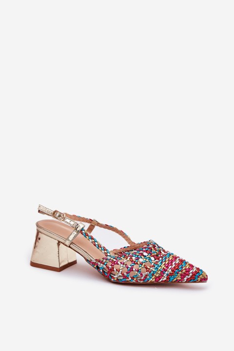 Heeled Sandals With Braiding And Pointed Toes Multicolor Resterri