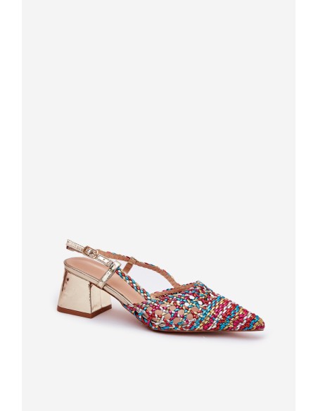 Heeled Sandals With Braiding And Pointed Toes Multicolor Resterri
