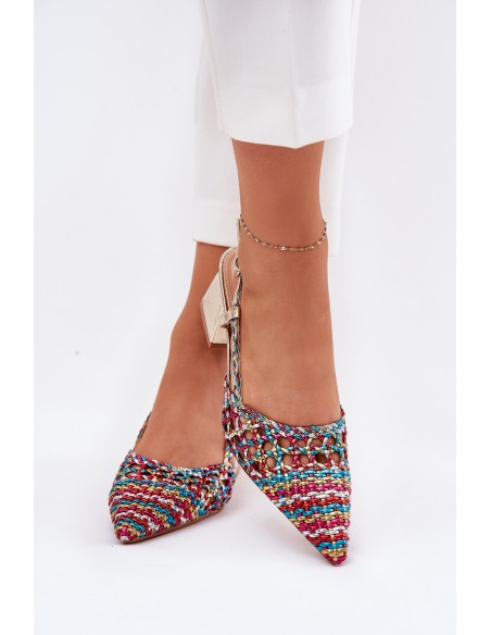 Heeled Sandals With Braiding And Pointed Toes Multicolor Resterri