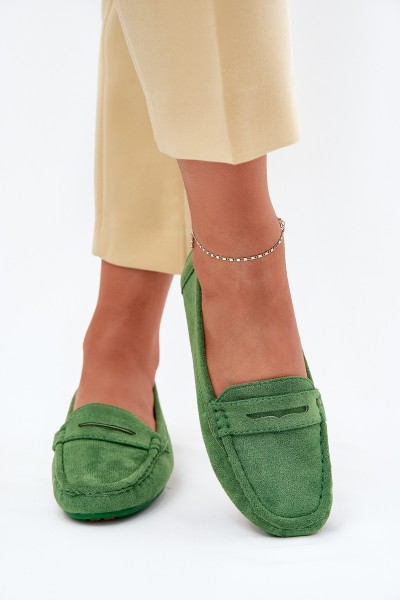 Women's Suede Moccasins Green Lenvie