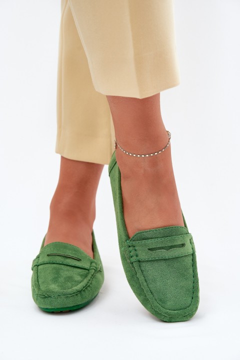Women's Suede Moccasins Green Lenvie