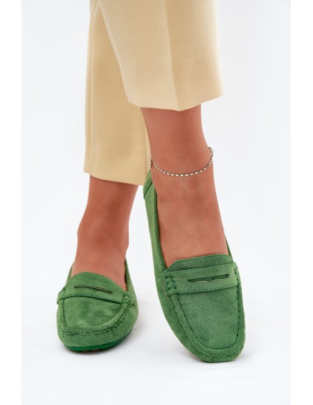 Women's Suede Moccasins Green Lenvie