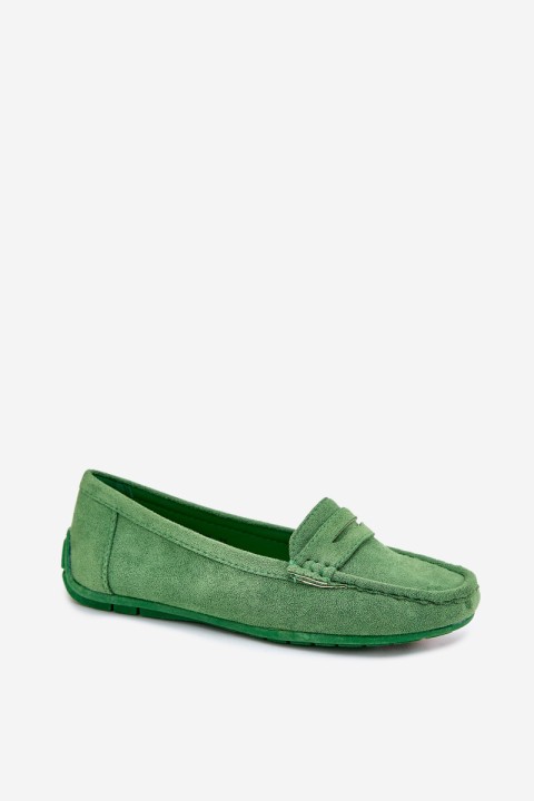 Women's Suede Moccasins Green Lenvie