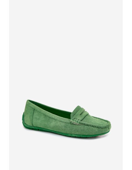 Women's Suede Moccasins Green Lenvie