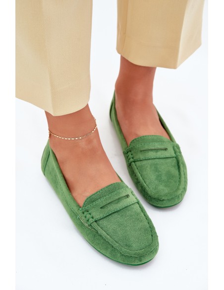 Women's Suede Moccasins Green Lenvie