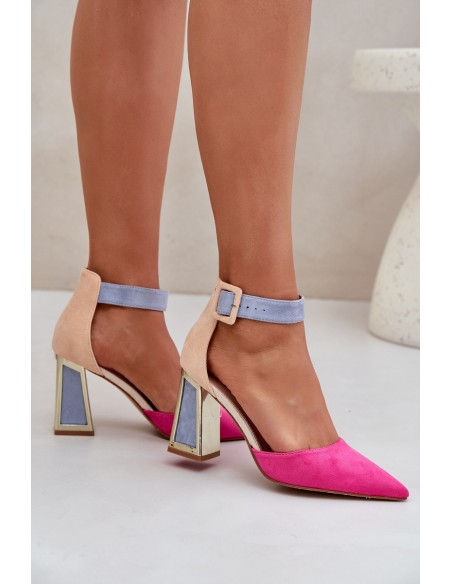 Heeled Sandals With Pointed Toes Fuchsia Gekkaria