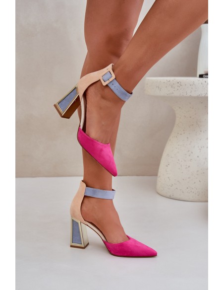 Heeled Sandals With Pointed Toes Fuchsia Gekkaria