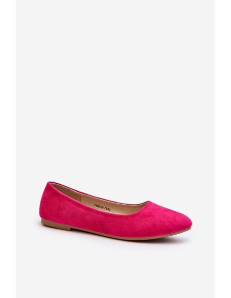 Women's Pink Suede Ballerina Flats Kommia