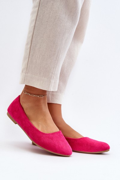 Women's Pink Suede Ballerina Flats Kommia 2