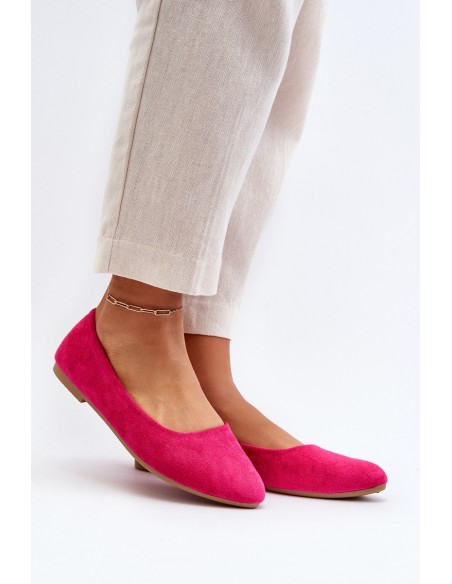 Women's Pink Suede Ballerina Flats Kommia
