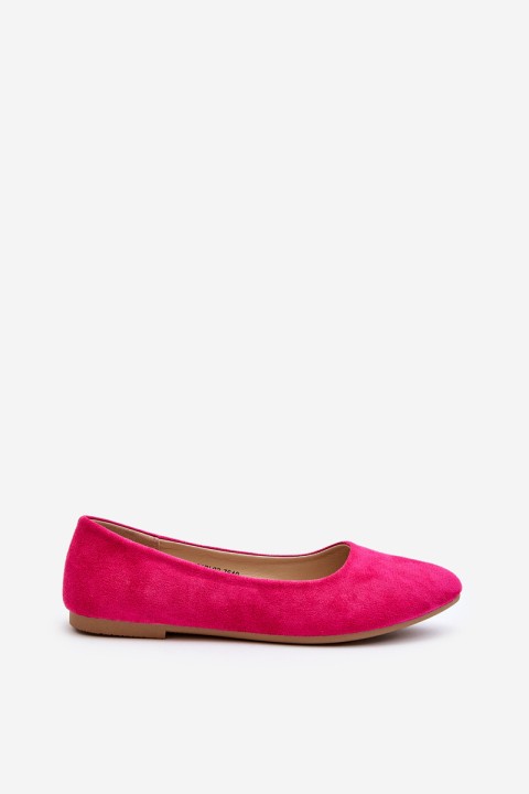 Women's Pink Suede Ballerina Flats Kommia