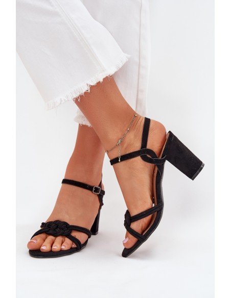 Ladies block heel sandals black Mavira