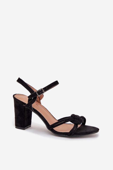 Ladies block heel sandals black Mavira