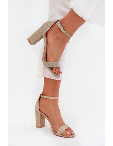 Shiny Women's Heeled Sandals Gold Kavina