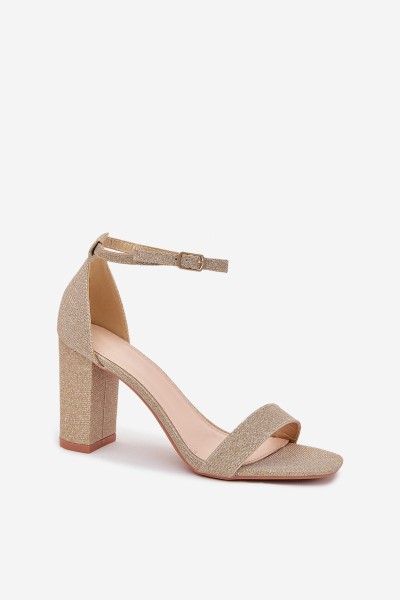 Shiny Women's Heeled Sandals Gold Kavina 2