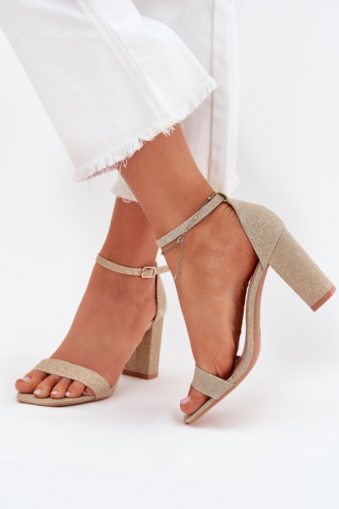 Shiny Women's Heeled Sandals Gold Kavina