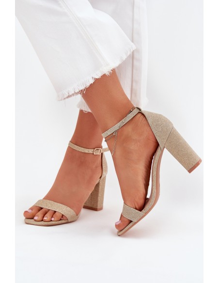 Shiny Women's Heeled Sandals Gold Kavina