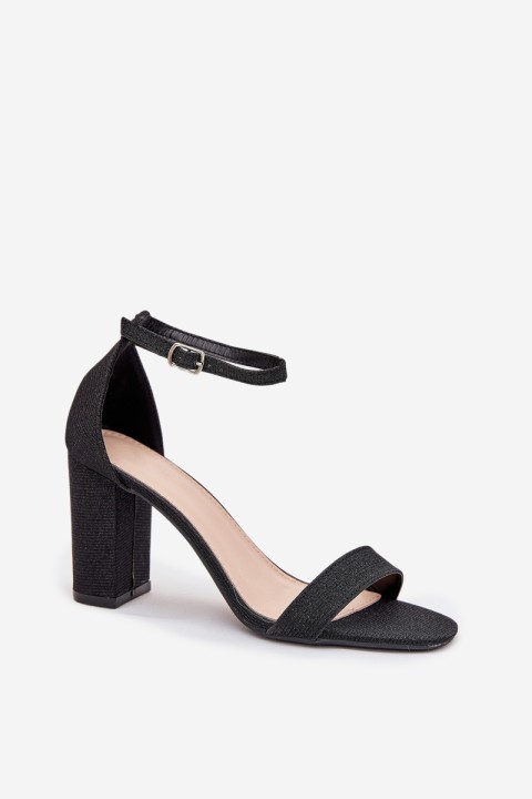 Shiny women's sandals with a heel black Kavina