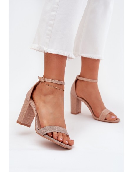 Shiny Women's Heeled Sandals Rose Gold Kavina
