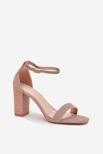 Shiny Women's Heeled Sandals Rose Gold Kavina 2