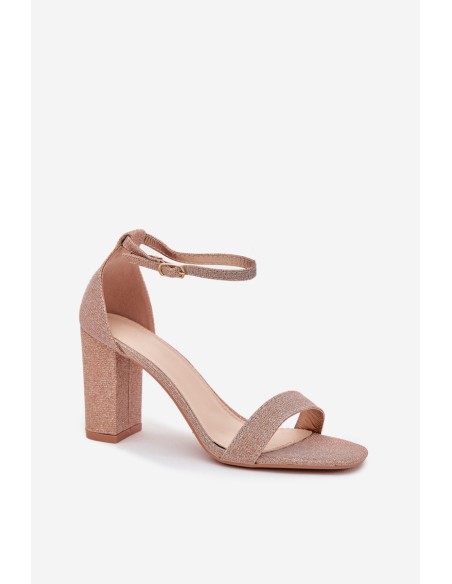 Shiny Women's Heeled Sandals Rose Gold Kavina