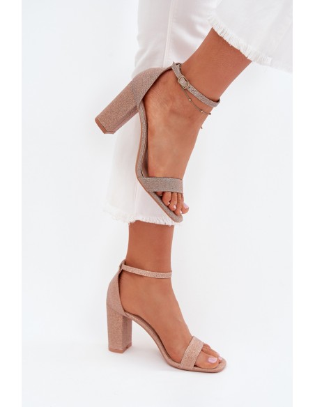 Shiny Women's Heeled Sandals Rose Gold Kavina