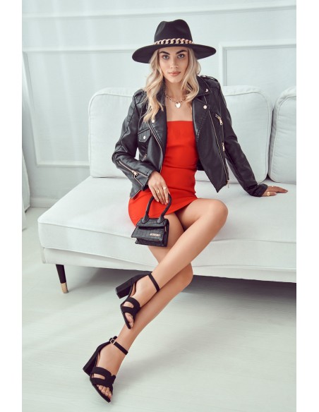 Fashionable Suede High Heels Sandals Black Aubrey
