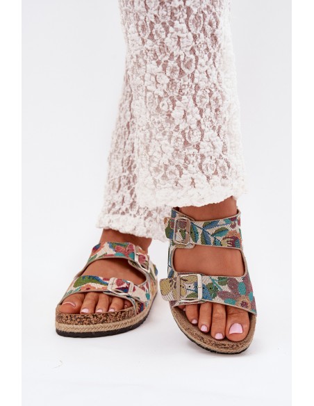 Patterned Women's Slippers On Cork Platform With Buckles Lee Cooper LCW-25-35-3480L Multicolor