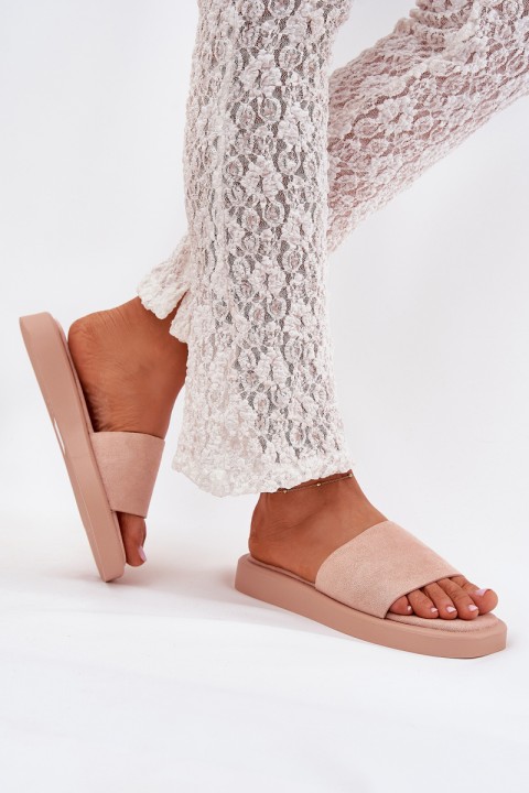 Women's Platform Slippers Made Of Eco Suede Dirty Pink Jorina